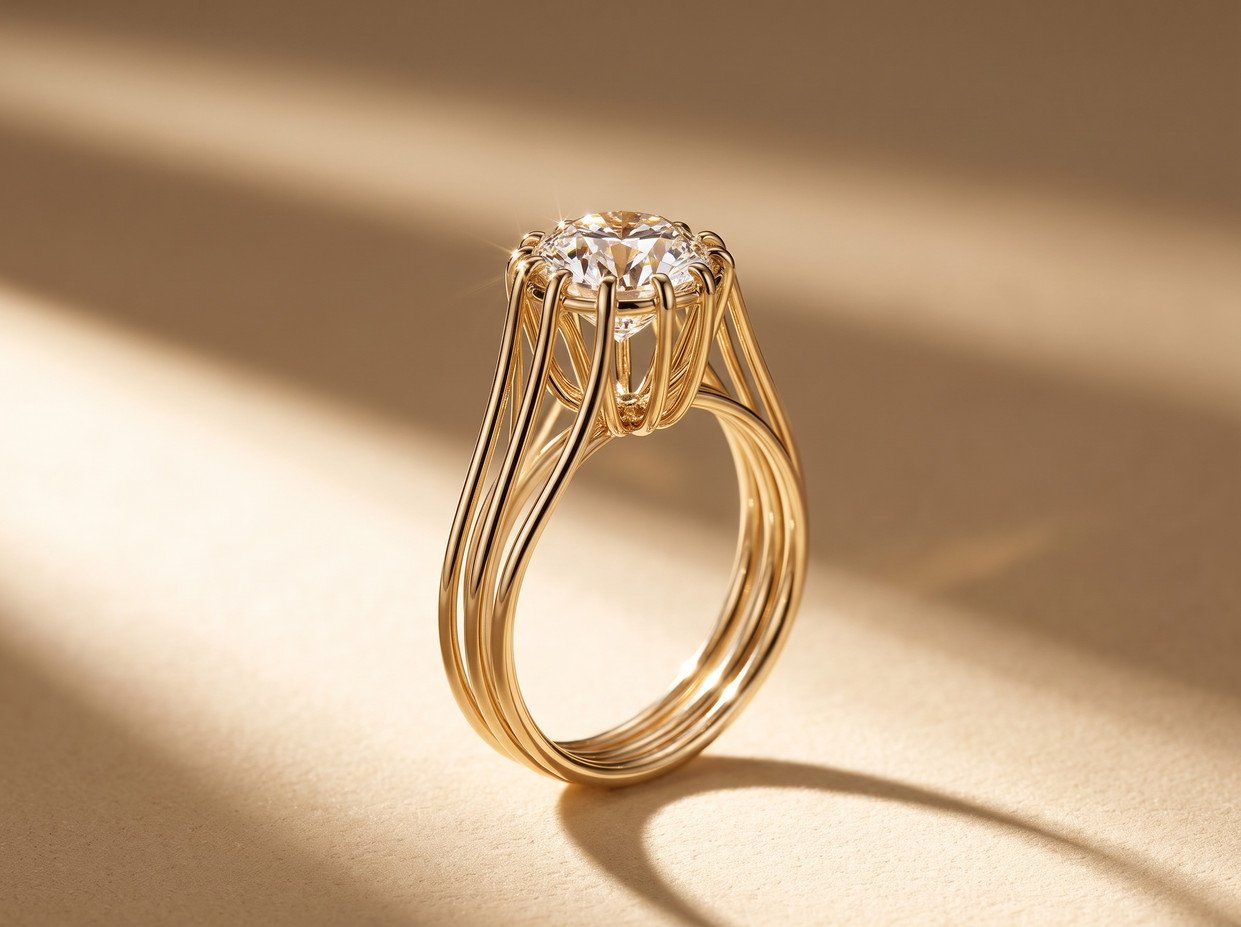 Anello solitario su misura in oro con diamante centrale