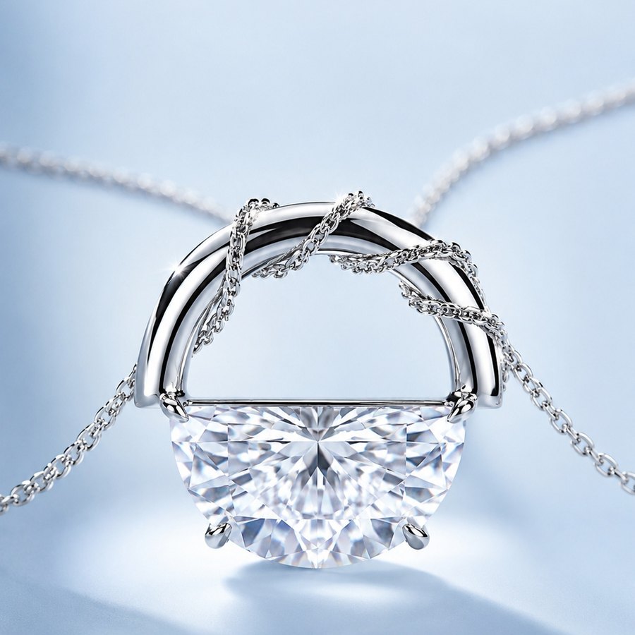 Ciondolo con diamante a taglio cuore in oro bianco